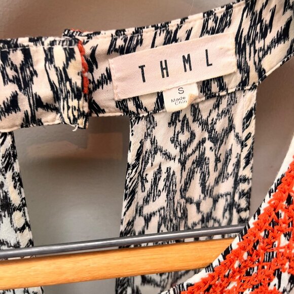 Black & White Sleeveless Maxi Dress With Red Crochet Detail By THML - Picture 2 of 5